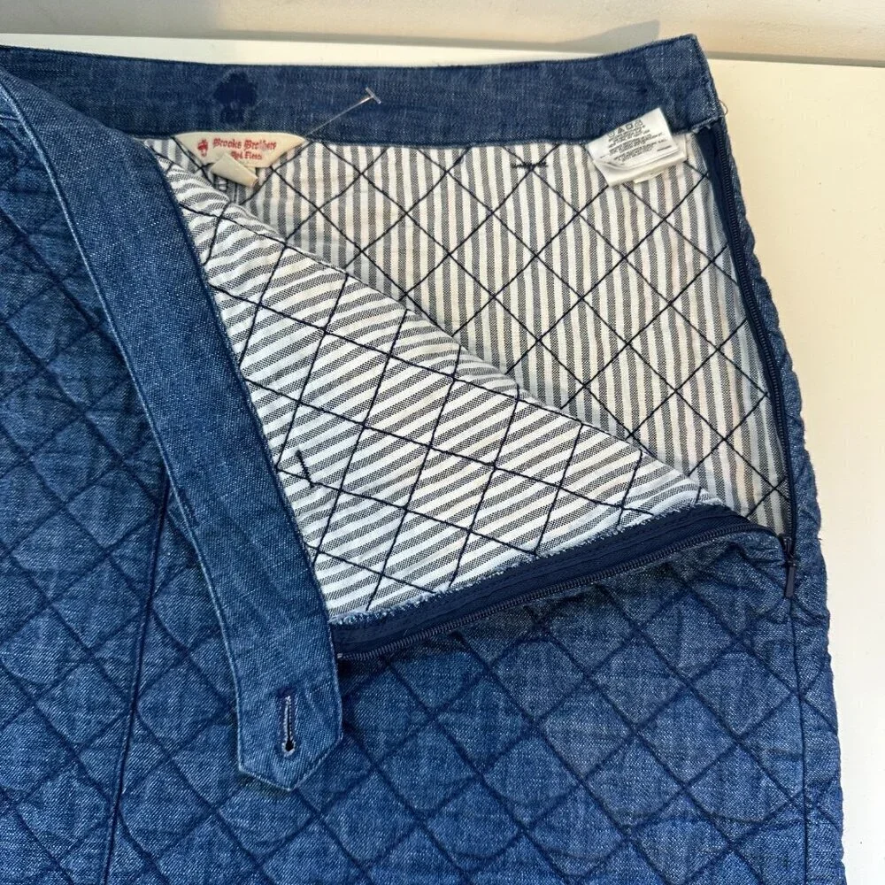 BROOKS BROTHERS Red Fleece Womens' Blue Denim Quilted Mini Skirt Size 6